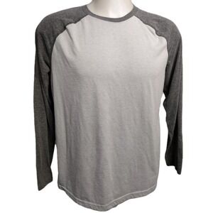 George Baseball Shirt Mens Large (42-44) Charcoal /Gray Long Sleeve Cotton Blend